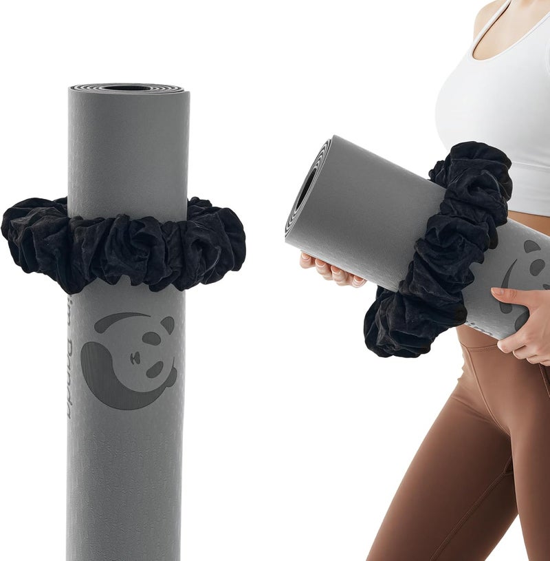 Slim Panda Yoga Mat Scrunchie, Durable Velvet Fabric Yoga Mat Carrying Strap Fits All Standard Yoga Mats - Image 1